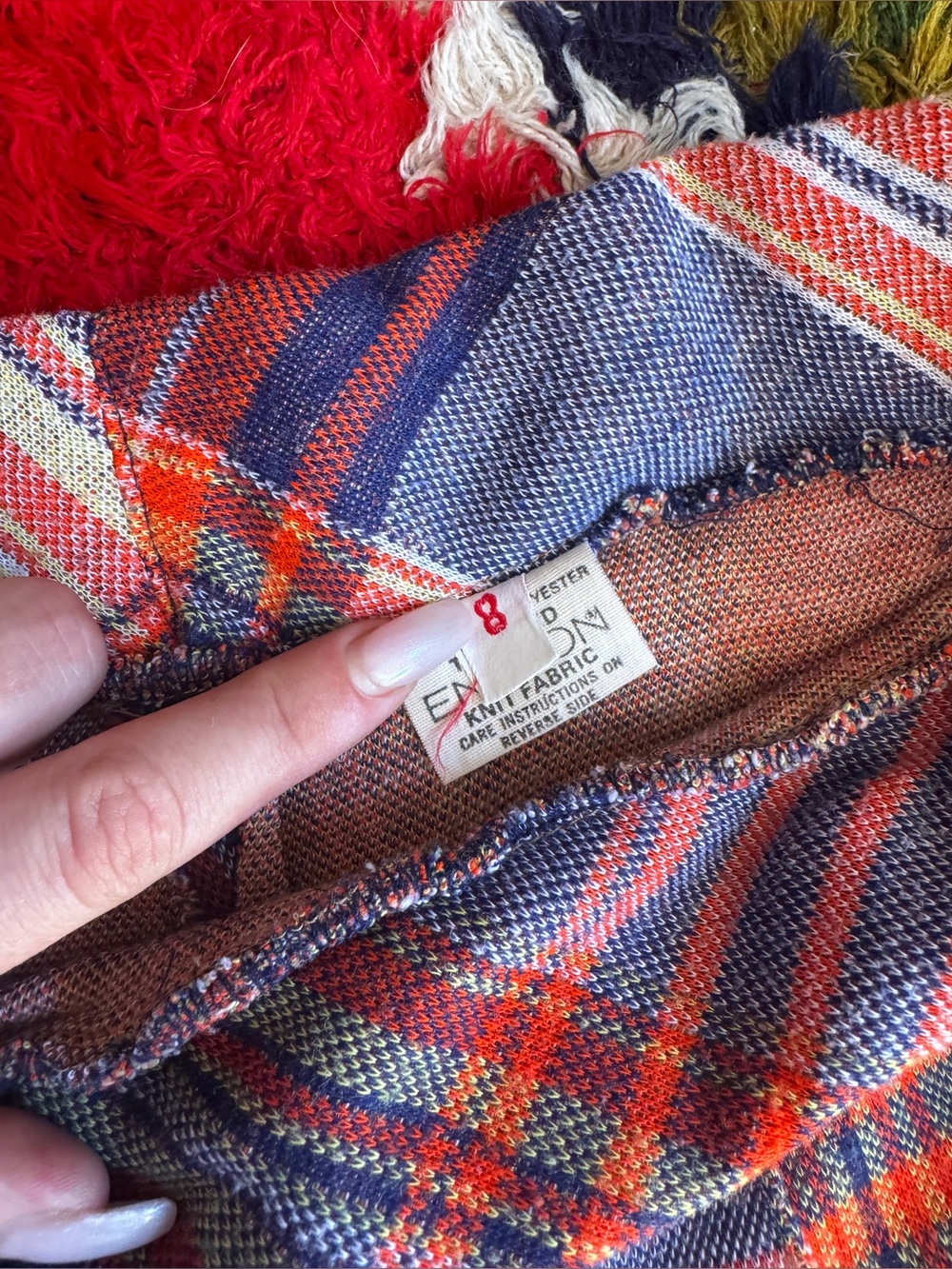 70s Vintage Plaid Knit Bellbottoms Sz Sm - Picture 3 of 9